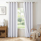 100% Blackout Linen Textured Curtains 80 Inch Long, Bright White | 100% by 100BlackoutShield