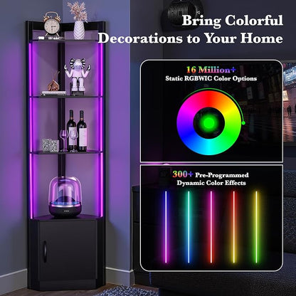 5-Tier Display Cabinet, RGBWIC LED Light, Remote & APP Control, Adjustable - Image 5
