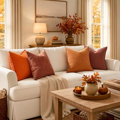 MIULEE Fall Decorative Couch Throw Pillow Covers 20x20 Inch Orange 2 Pack | - Image 7