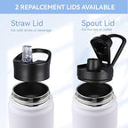 HASLE OUTFITTERS Insulated Water Bottle 22 oz Double Wall Stainless Steel Water Bottle Wide Mouth with Straw Lid & Spout Lid Keeps Cold or Hot(White,8)