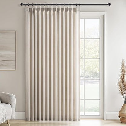 Topfinel 102 Inch Curtains 1 Panels Set, One Packs Pinch Pleat Back Tab Linen by Topfinel