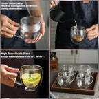 ZONEYILA Double Walled Glass Coffee Mugs 8oz, Insulated Borosilicate Glass Coffee Cups Set of 4, Clear Glasses Mug with Handle for Espresso, Cappuccino, Tea, Hot Beverages
