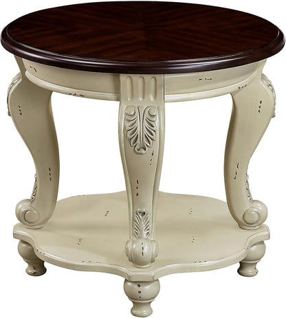 Solid Wood End Table, 2-Tier Round Sofa Side Table - Image 6