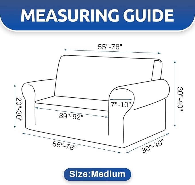 Stretch Loveseat Couch Cover, 2 Cushion Couch Slipcover, Elastic Bottom - Image 4