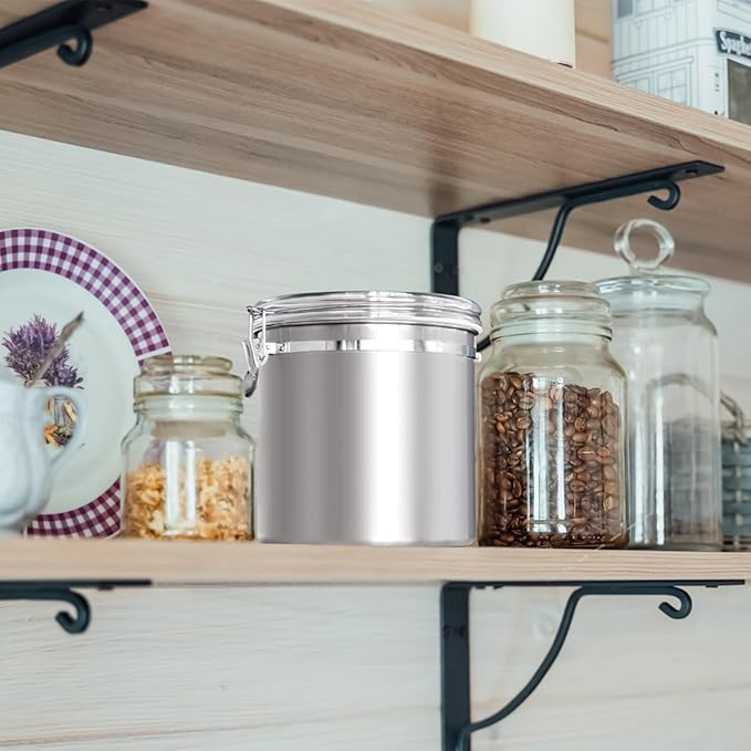 ENLOY 165oz Stainless Steel Airtight Canister for Kitchen, Large Flour Coffee Bean Tea Cereal Sugar Cookie Metal Food Storage Canisters with Clear Lid and Sturdy Locking Clamp