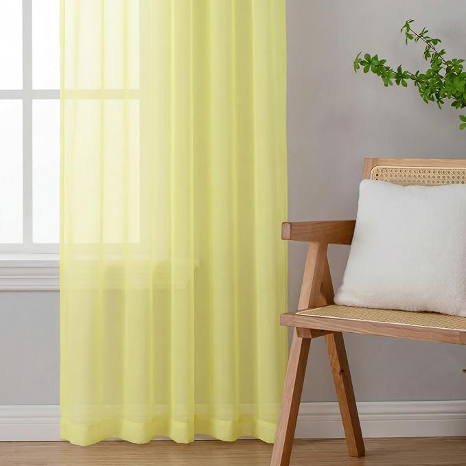Sheer Curtains 90 inches Long 2 Panels Set - Image 6