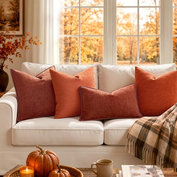 MIULEE Fall Decorative Couch Throw Pillow Covers 16x16 Inch Burnt Orange | 2 - Image 5