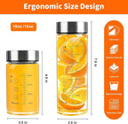 Glass Juice Bottles 6 Pack 10 oz - Wide Mouth Glass Water Bottles with Lids - for Juicing, Protein, Smoothie, Milk, Reusable, BPA Free, Stainless Steel Lids, Blender, Shaker Bottle (10oz/300ml)