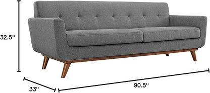 Modway Engage Mid-Century Modern Upholstered Fabric Sofa in Expectation Gray - Image 3