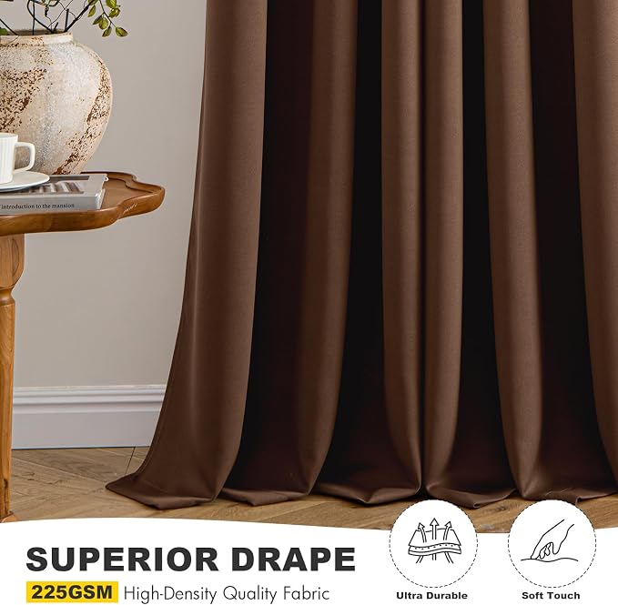 MIULEE Blackout Curtains for Bedroom 2 Panels 40 x 36 Inch Long Mocha Brown | - Image 6