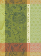 Garnier Thiebaut Jardiniere Vert (Green Planter) French Kitchen Towel 22"x30", Cotton, Jacquard