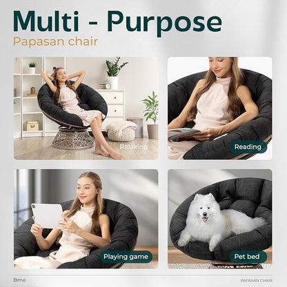 Bme 40" Ergonomic Wicker Papasan Chair - Image 7