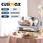 CUSIMAX Meat Slicer for Home with 1-20mm Adjustable Thickness，Electric Deli Slicer for Food Tray,Two 9" Stainless Steel Blades and Removable Food Carriage,Easy for Cut all Foods