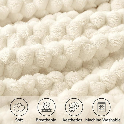 BEDELITE Cream Twin Blanket for Couch, Soft Cozy Gifts for Women, 60 * 80 | 3D - Image 3