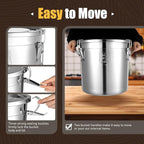 PERFERATE 304 Stainless Steel Airtight Canister 6L/12L Food Storage Bucket with Lids and Sturdy Locking Clamp Metal Cereal Rice Storage Container for Flour, Coffee Bean, Sugar, Cookie (33L)
