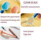 2 SET of 8 PCS Multi-functional sealing clip with measuring spoon Magnetic Coffee Measuring Spoon Sealing Clips with Wall Container Mount, PP materia, Deep Bowl Design (Blue)