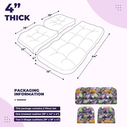 DANGHOOGY Wicker Chair Cushions, Waterproof Outdoor Loveseat Cushions - Image 2