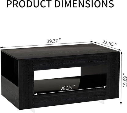 39" Wood Coffee Table for Living Room, Sides Storage - Image 2