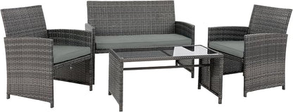 4 Piece Patio Ratten Set Outdoor Furniture Set Wicker Conversation Set - Image 7