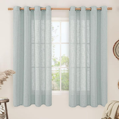60 Inch Length Sheer Linen Curtains by LAMIT