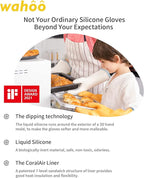 wahoo Professional Liquid Silicone Oven Mitts Gloves, Heat Resistant Gloves for Cooking, Baking, CoralAir Liner, 12 Inch, White, Medium