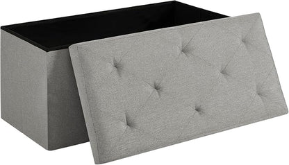 VECELO 30'' Folding Storage Ottoman Bench, Storage Chest, Linen Fabric Foot by VECELO