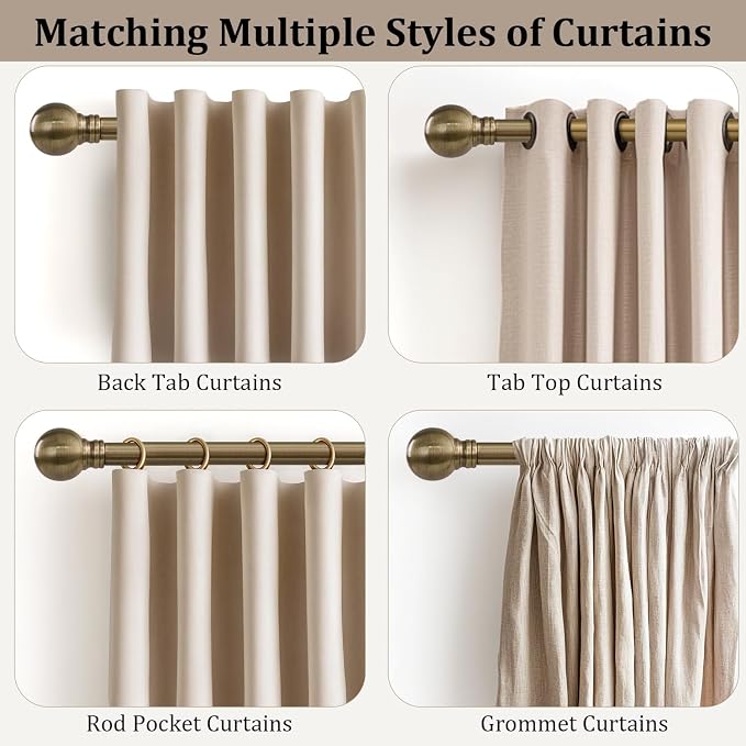 Antique Bronze Curtain Rods for Windows 48 to 84 Inch 1" Diameter Adjustable - Image 4