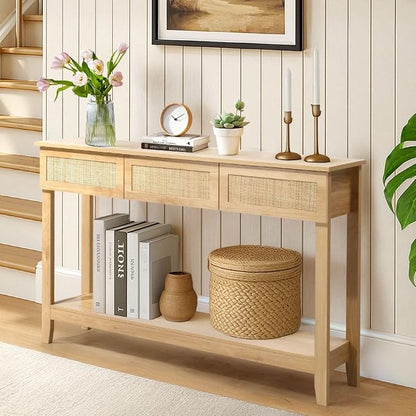 Karl home Console Table, Rattan Entryway Table - Image 7