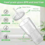 Glass Cups with Lids and Glass Straws, High Borosilicate 20OZ Tumblers (4Pcs) for Coffee, Tea, Juice, Smoothies, Hot/Cold Drinks at Home, Office