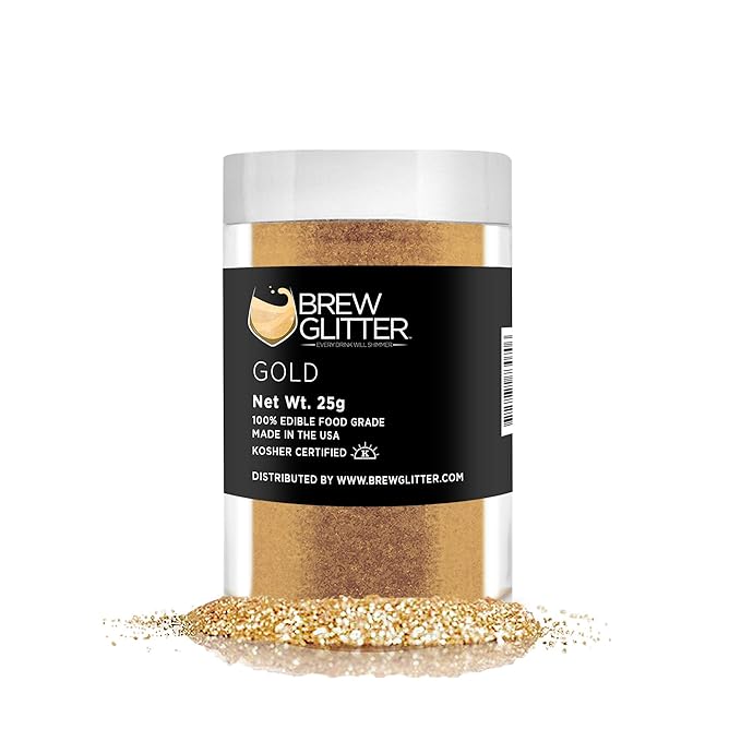 Gold BREW GLITTER Edible Glitter For Drinks, Cocktails, Beer, Garnish Glitter & Beverages | KOSHER & HALAL Certified | 100% Edible & Food Grade | Vegan, Gluten, Nut Free (25g, Gold)