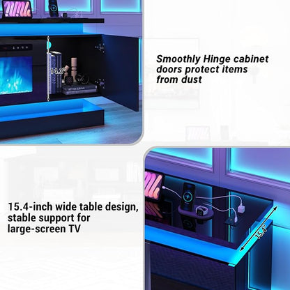 chartustriable 81IN LED TV Stands w/50 inch Fireplace Power Outlet - Image 8