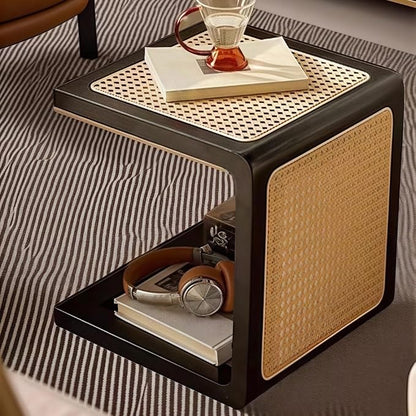 Japanese Style Wood Rattan Stool, Small Space Shoe Bench, Night Stand by Unknown