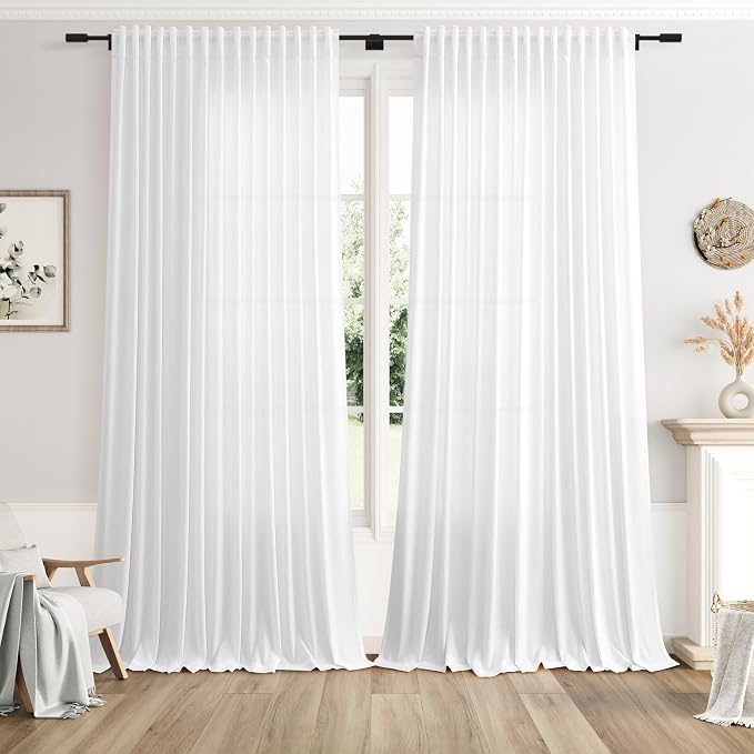 Extra Wide 100x96 Inch Linen Curtains by Nanspring