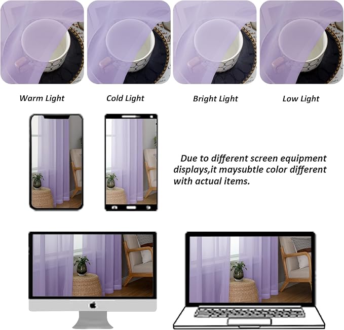 Chyhomenyc Lilac Sheer Curtains 108 Inches Long - Image 7