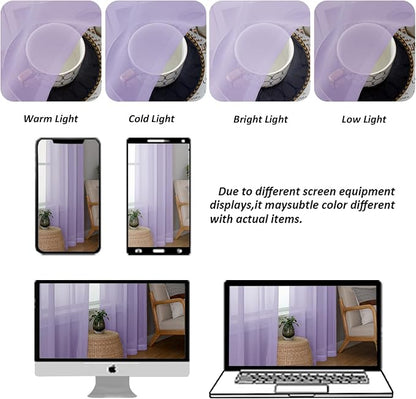 Chyhomenyc Lilac Sheer Curtains 78 Inches Long 2 Panels Set - Image 8