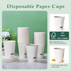 LITOPAK 200 Pack 12 oz Disposable Paper Coffee Cups, White FSC Hot Coffee Cups for Multiple Drinks for Office, Store, Home