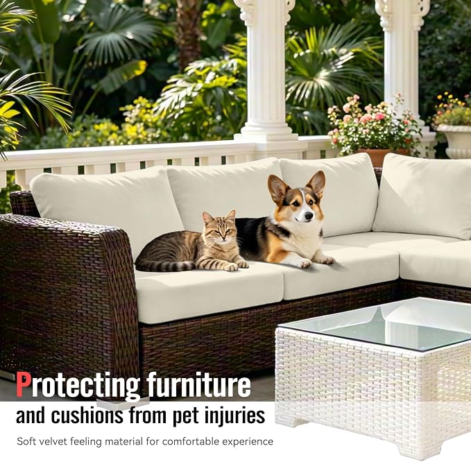 8Pcs Outdoor Cushion Covers, Stretch Patio Furniture Couch Chair Slipcovers | - Image 6