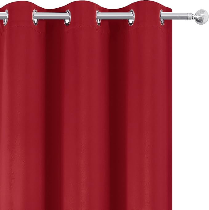 Blackout Curtains 66 x 84 inch/Bright Red Curtains Set of 2 Panels/Thermal - Image 7