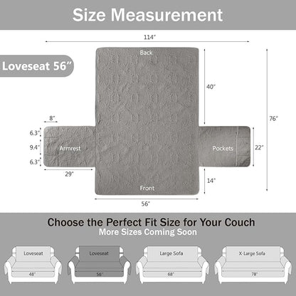 Gray Loveseat Covers 2 Cushion Couch, Water-Repellent Sofa Slipcover - Image 7