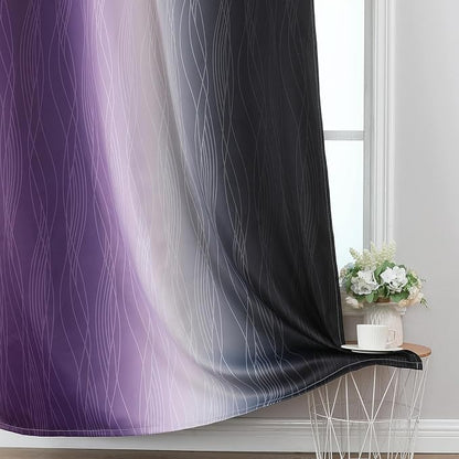 Black and Purple Ombre Blackout Curtains 45 Inch Length | Room Darkening - Image 6
