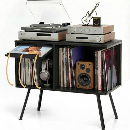 Faesun Flip Top Record Player Stand, Large Turntable Stand Holds up to 150+ by Faesun