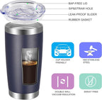 VEGOND 20oz Tumbler with Lid and Straw Stainless Steel Tumbler Cup Bulk Vacuum Insulated Double Wall Travel Coffee Mug Powder Coated Coffee Cup(Navy Blue 6 Pack