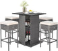 Tangkula 5 Piece Outdoor Rattan Bar Set, Patio Bar Furniture by TANGKULA