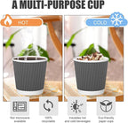 500 Pack Paper Espresso Coffee Cups, 4 oz Disposable Coffee Cups,Corrugated Insulated Ripple Wall, Paper Ripple Cup for Coffee, Hot Chocolate and Hot Tea Drinks -Gray