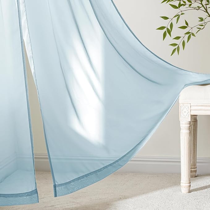 MIULEE Sky Blue Sheer Curtains 84 Inches Long 4 Panels 42 x 84 Inches | Light - Image 6