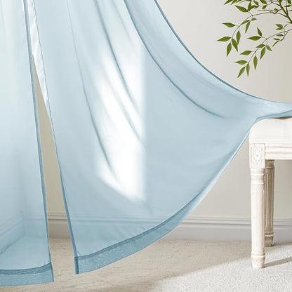 MIULEE Sky Blue Sheer Curtains 84 Inches Long 4 Panels 42 x 84 Inches | Light - Image 6
