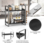 LEMIKKLE Coffee Station Organizer,Compatible with Nespresso Classic Pods 24pcs,Coffee Bar Accessories and Cup Storage Organizer, Wood Counter Shelves for Kitchen, Office, Countertop（Black