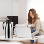 Thermal Coffee Carafe, Insulated Stainless Steel Coffee Carafes for Keeping Hot Coffee & Water Hot Beverage-12Hours, Double Walled Vacuum Coffee Carafe (silver+black)