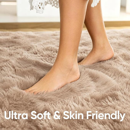 7x10 Large Beige Fluffy Soft Area Rug Non-Slip - Image 5