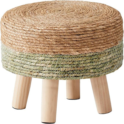 Cpintltr Ottoman Natural Seagrass Footrest Poufs Hand Weave Round Foot Stool - Image 4